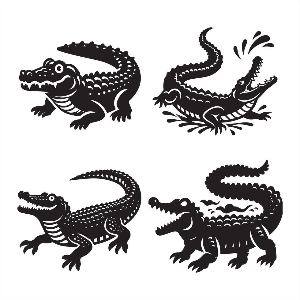 Crocodile silhouette icon graphic logo design vector