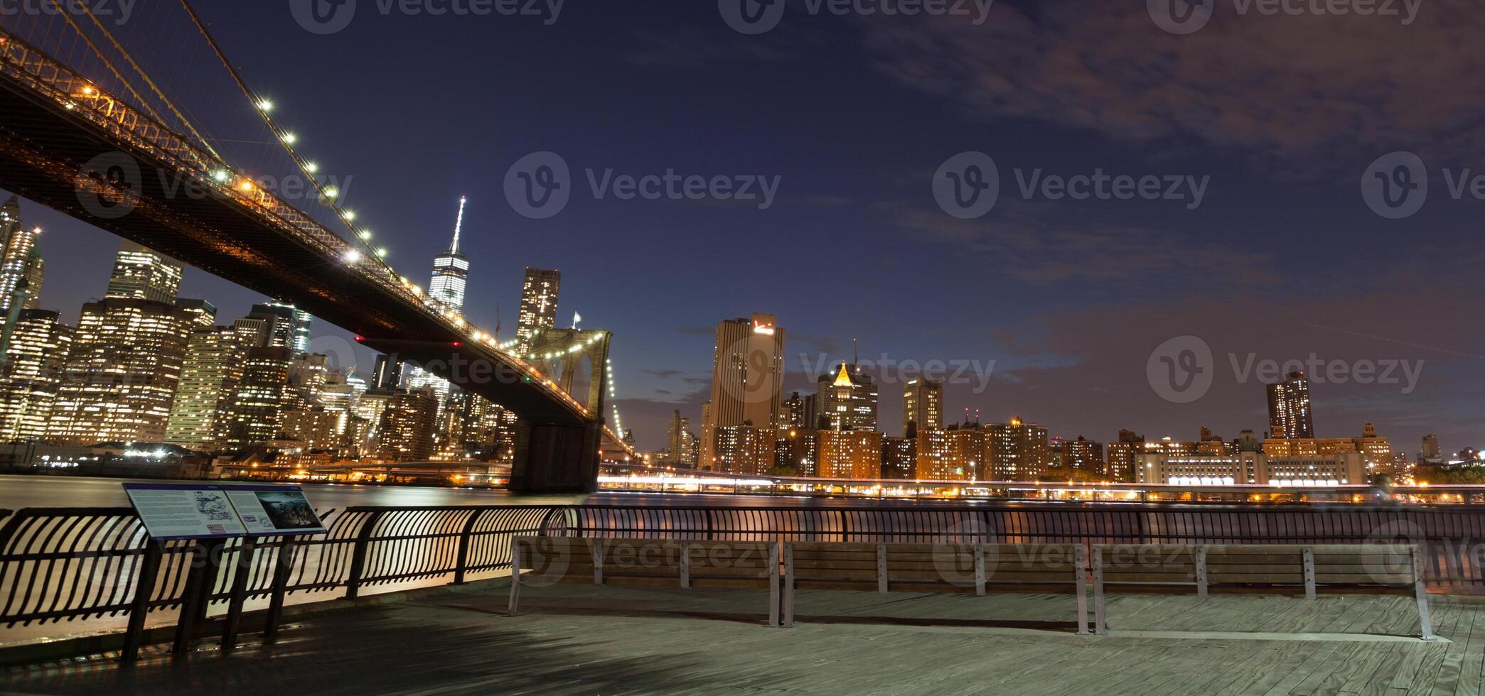 New york city skyline by night photo