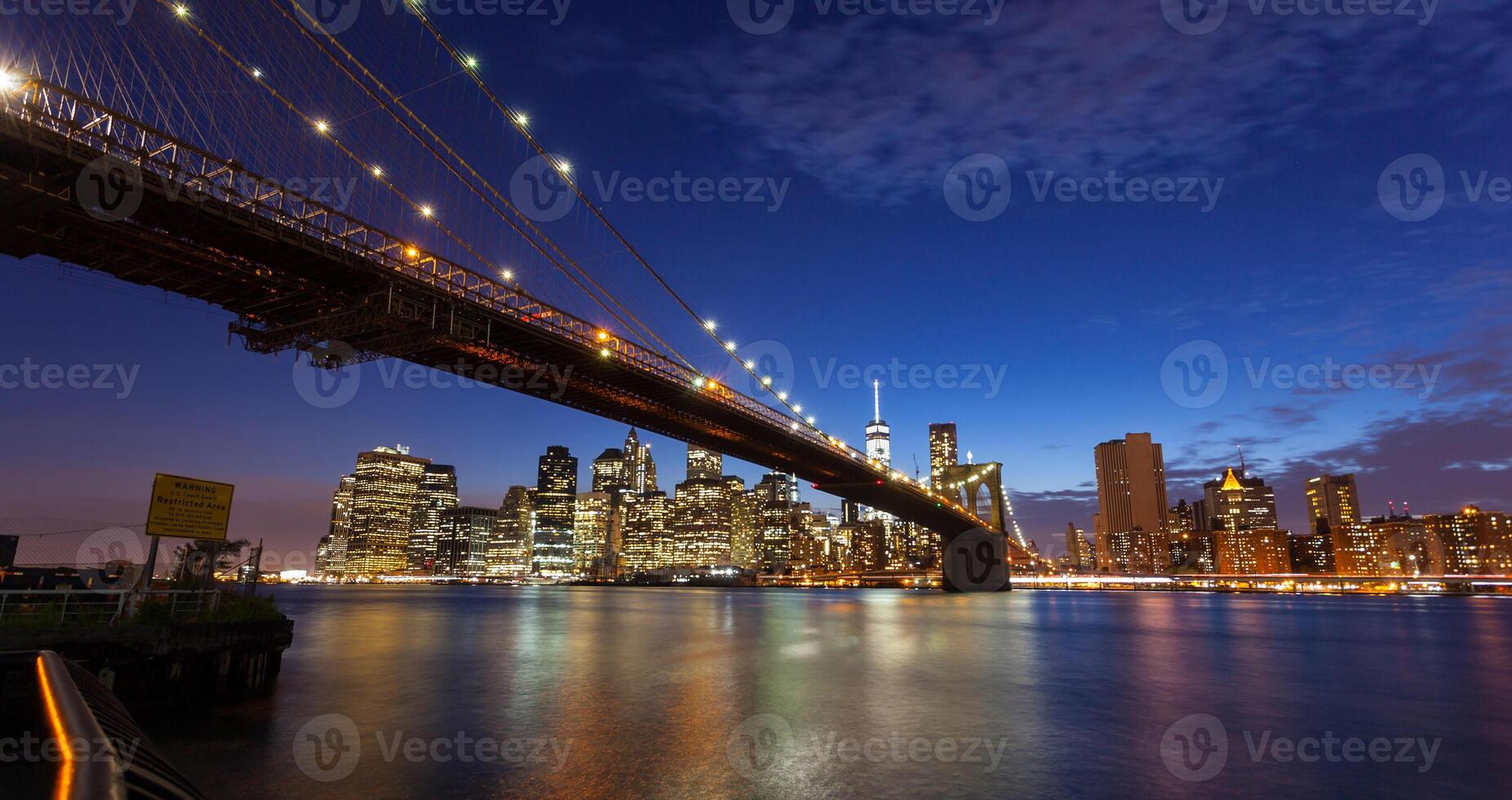 New york city skyline by night photo