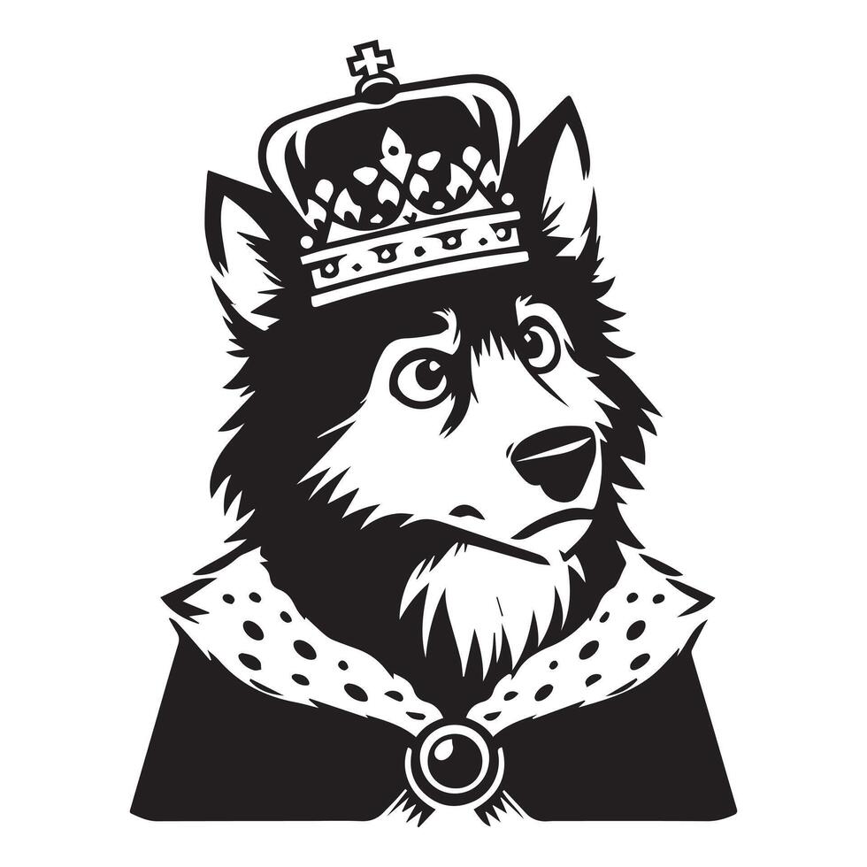 Wolf Logo - A king wolf with a crown askew illustration in