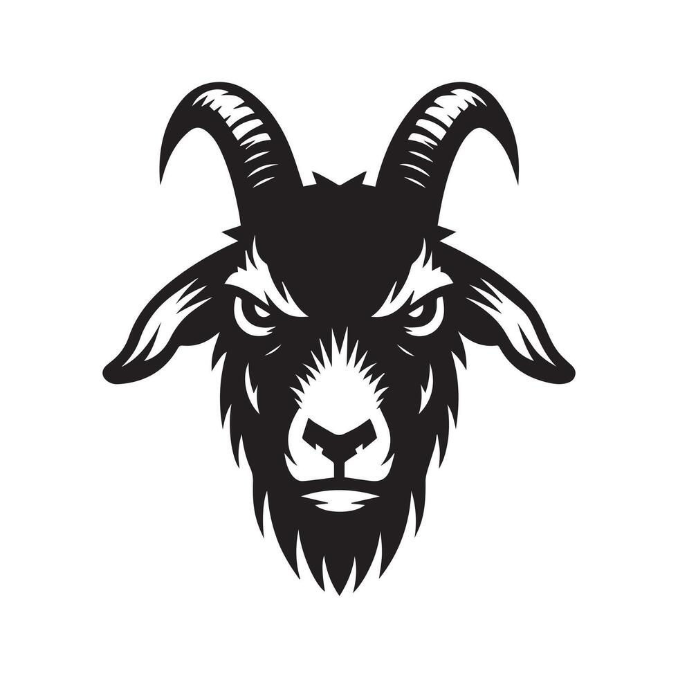 Goat Head - An angry goat face with a horn illustration vector