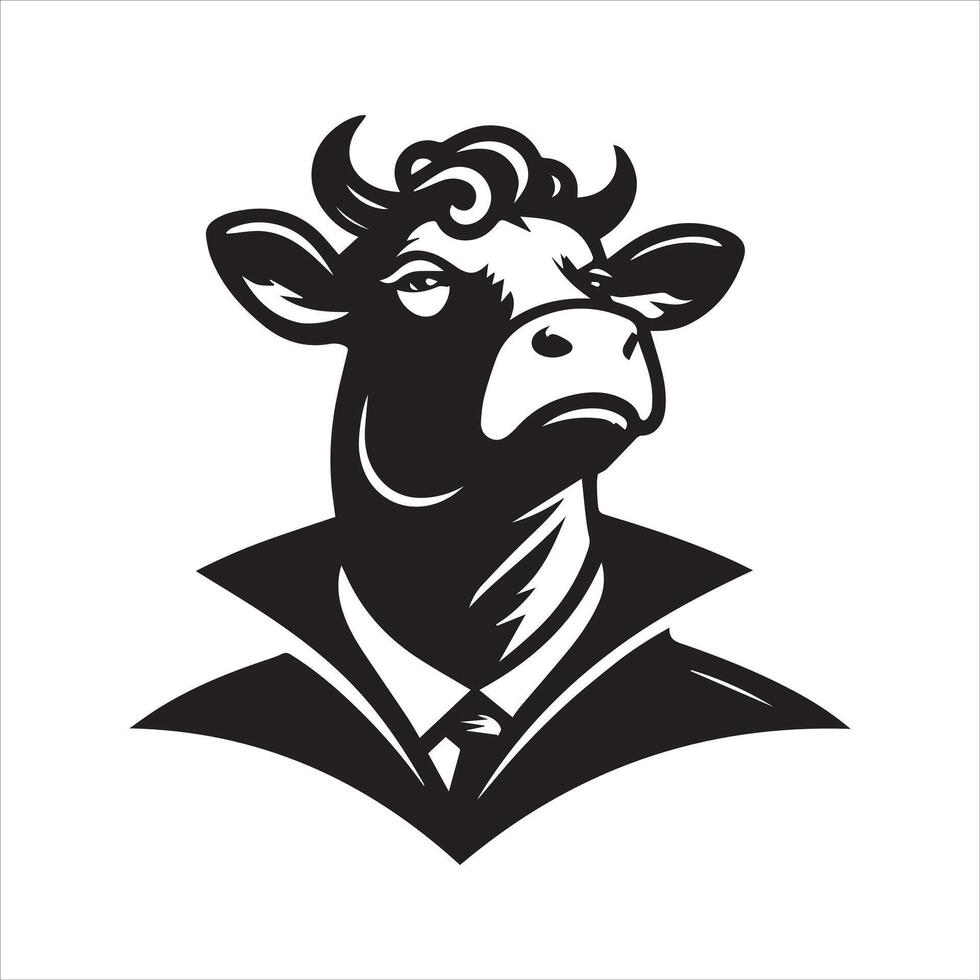 Cow Face Art - A haughty cow illustration on a white background vector