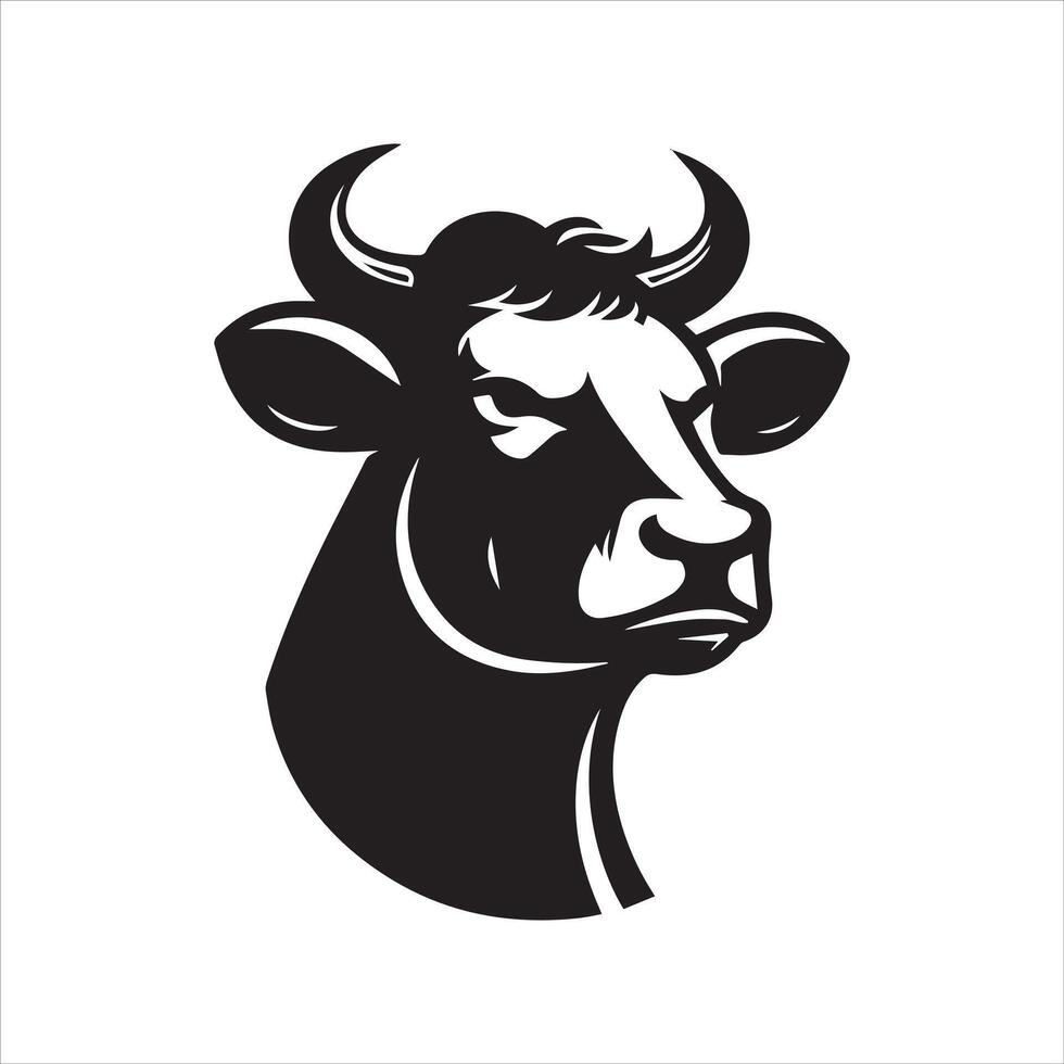 Bull Face Art - A determined cow face illustration on a white background vector