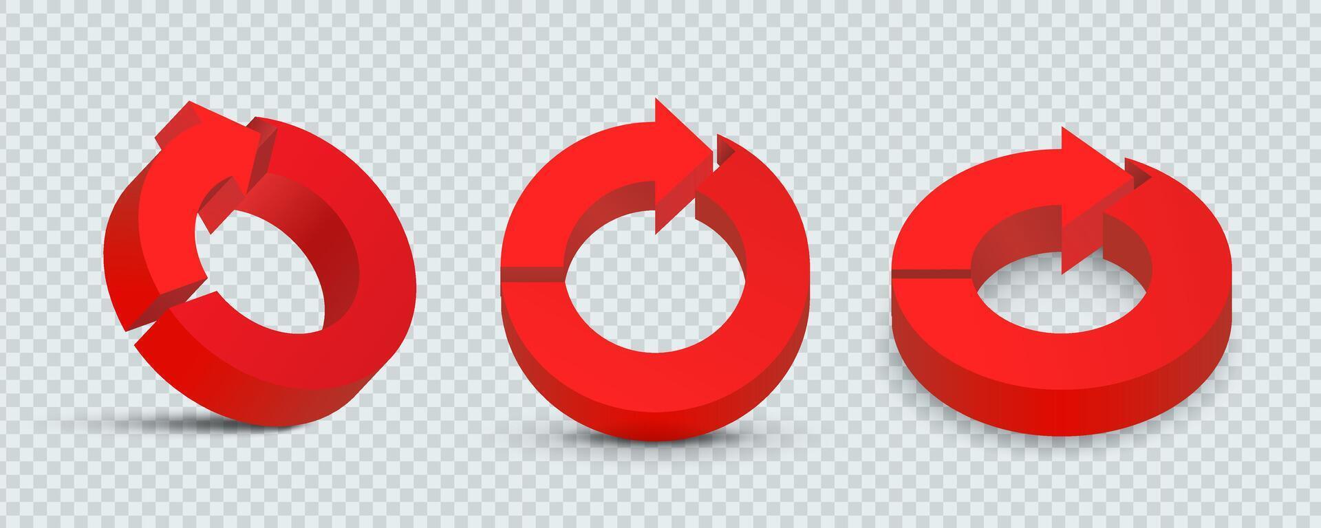 Rico rojo color circular 3d flecha ilustración en aislado antecedentes vector
