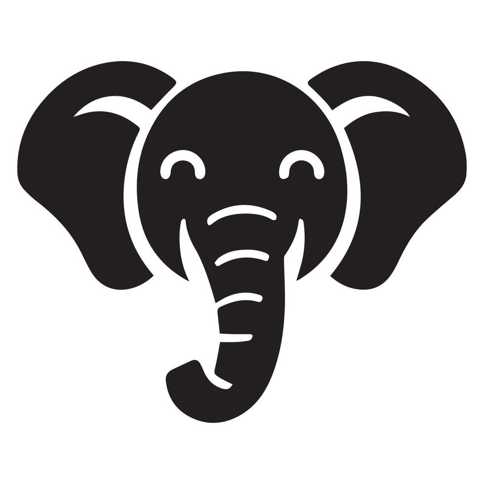 Elephant silhouette - Friendly elephant face illustration on a white background vector