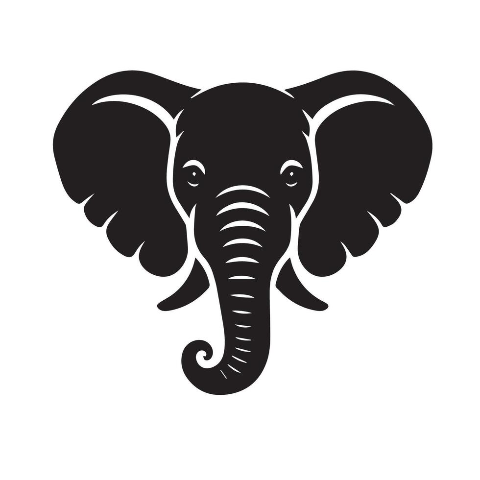 An innocent elephant face silhouette on a white background vector
