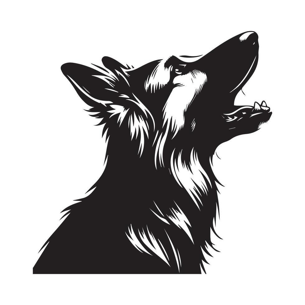 Neediness German shepherd face silhouette on a white background vector