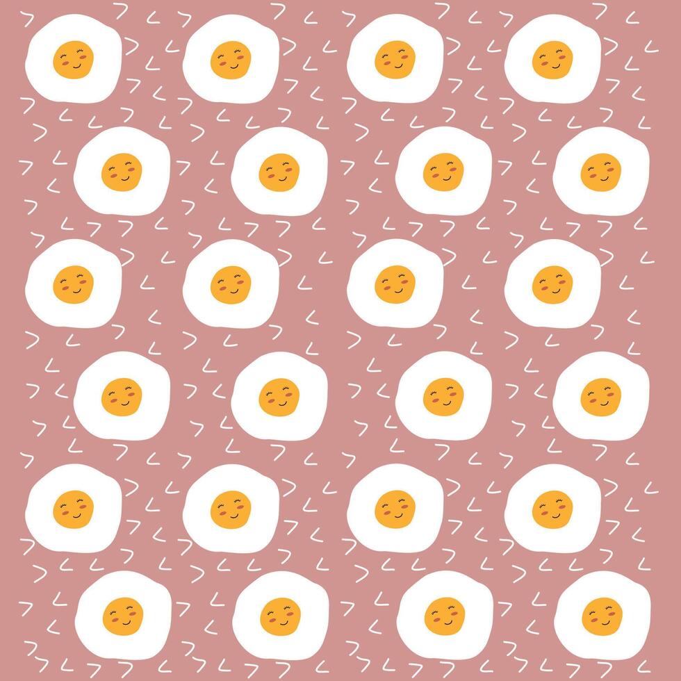 Egg pattern on pink background. Breakfast pattern for wallpaper, surface design and fabric pattern vector