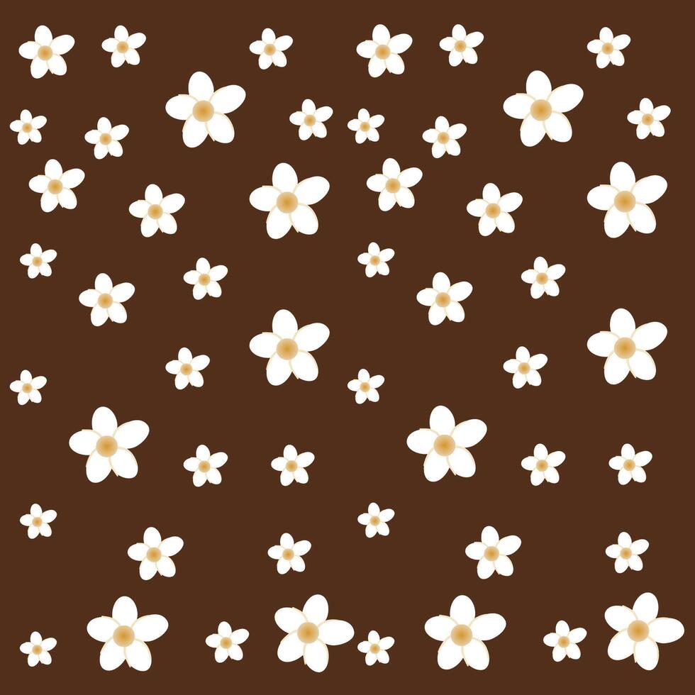 Hand drawn white frangipani flower on brown background vector