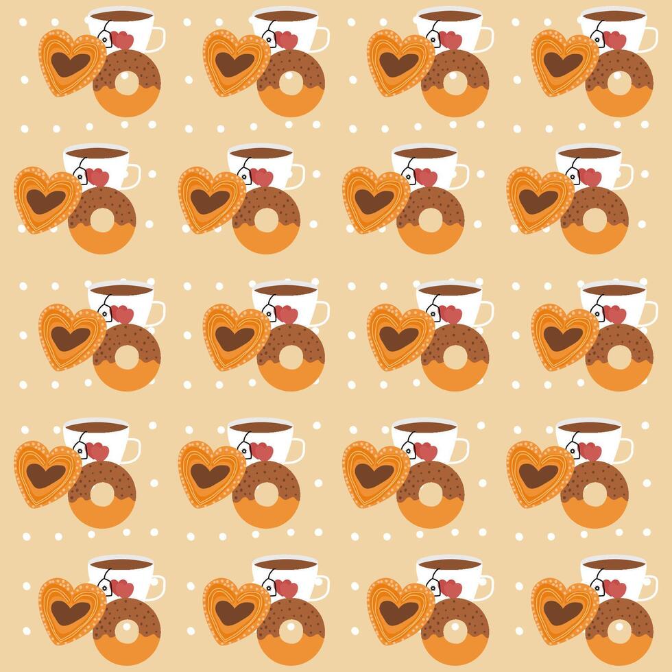 Pastry and coffee pattern. Breakfast pattern for wallpaper, surface design and fabric pattern vector