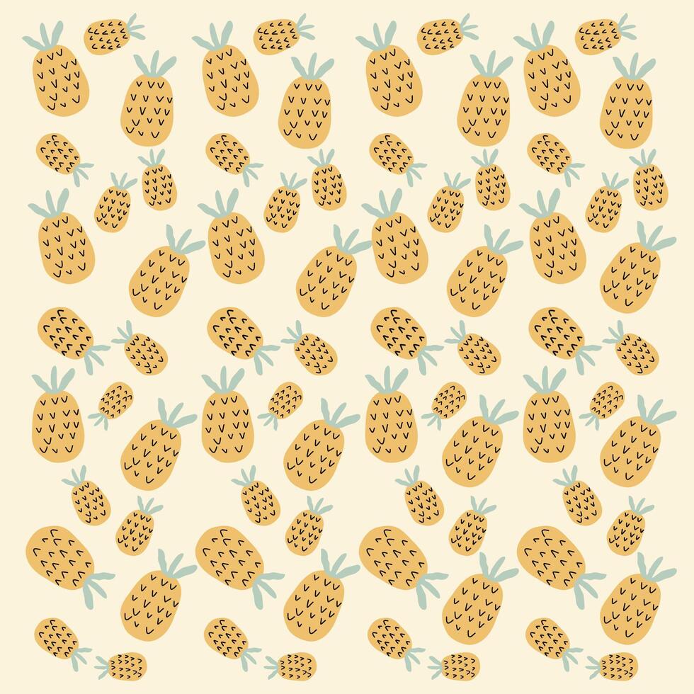 Cute pineapple pattern, summer fruit pattern on pastel yellow background vector