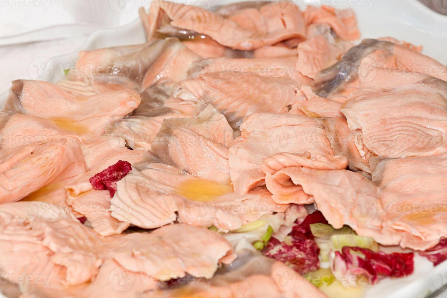 Smoked salmon sliced photo