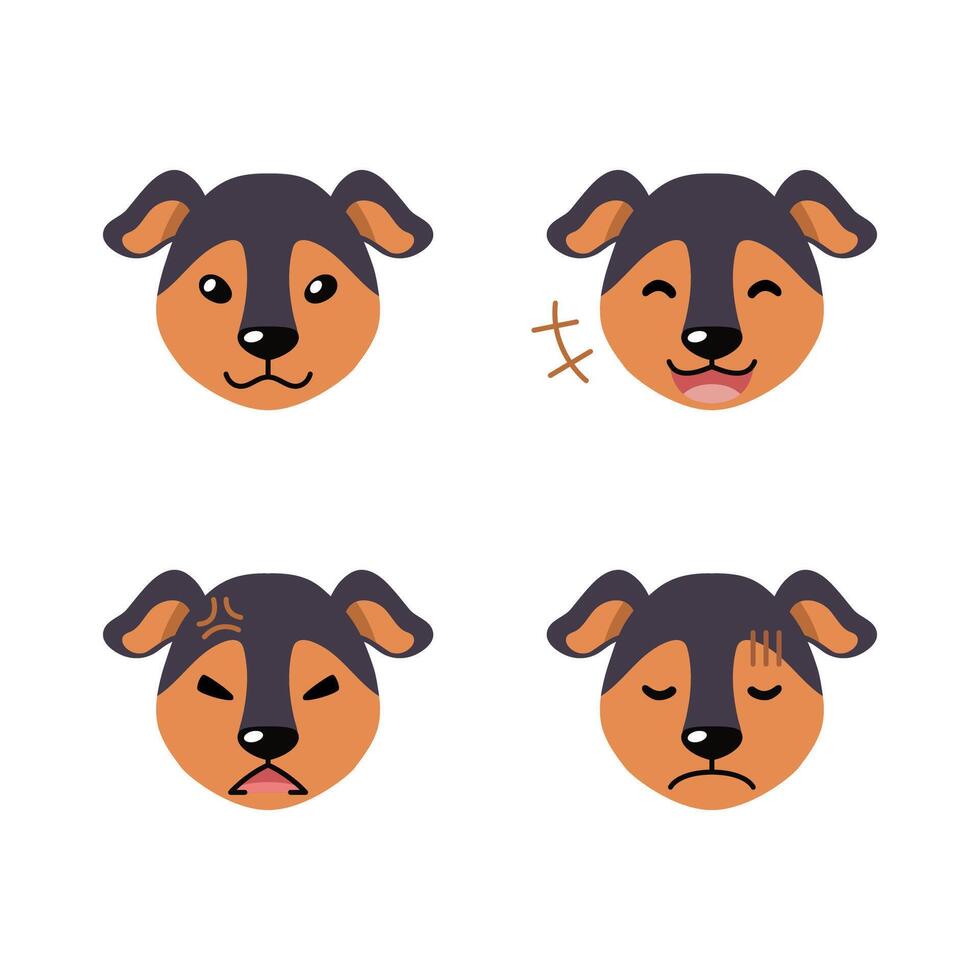 Set of character dog faces showing different emotions vector