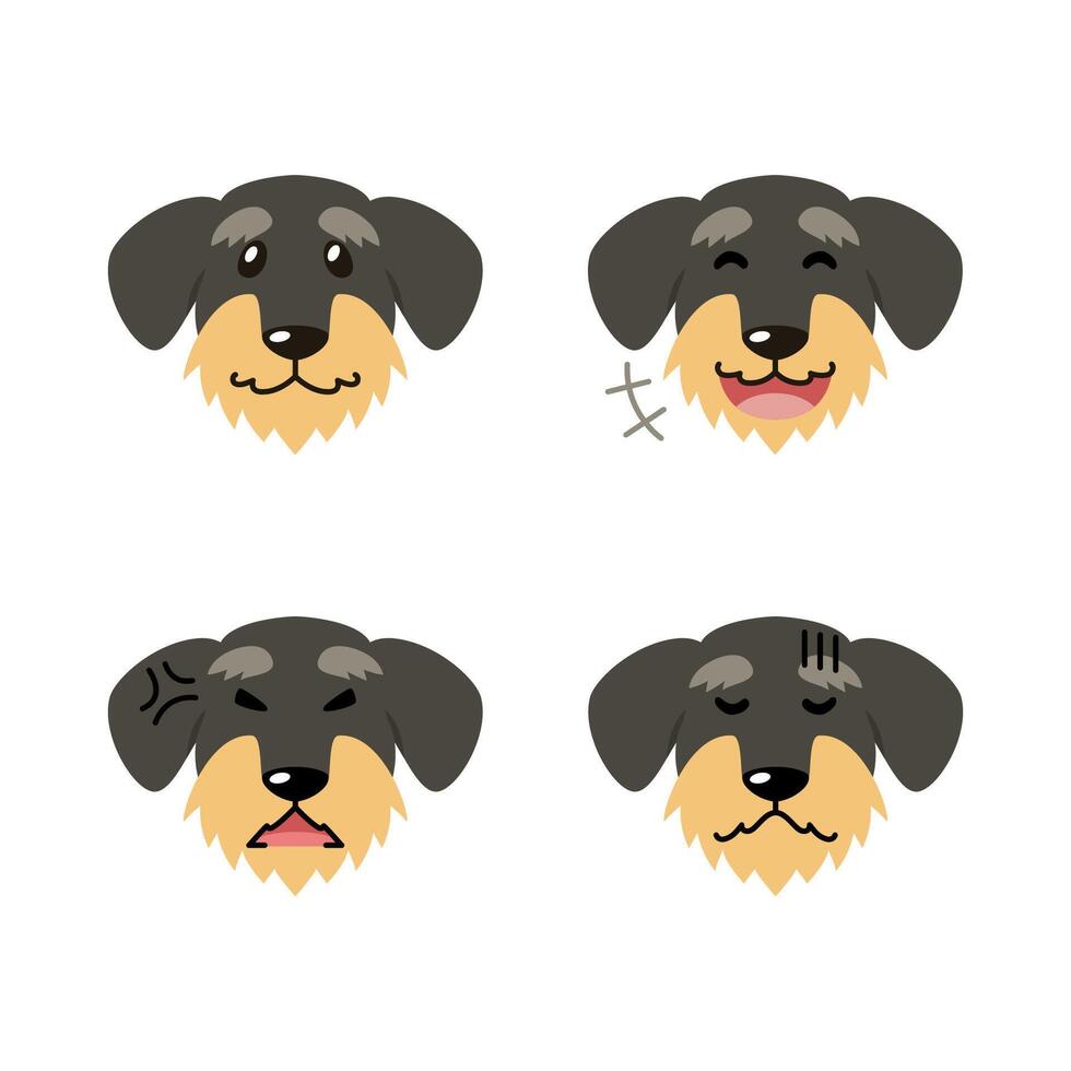 Set of character cute dog faces showing different emotions vector