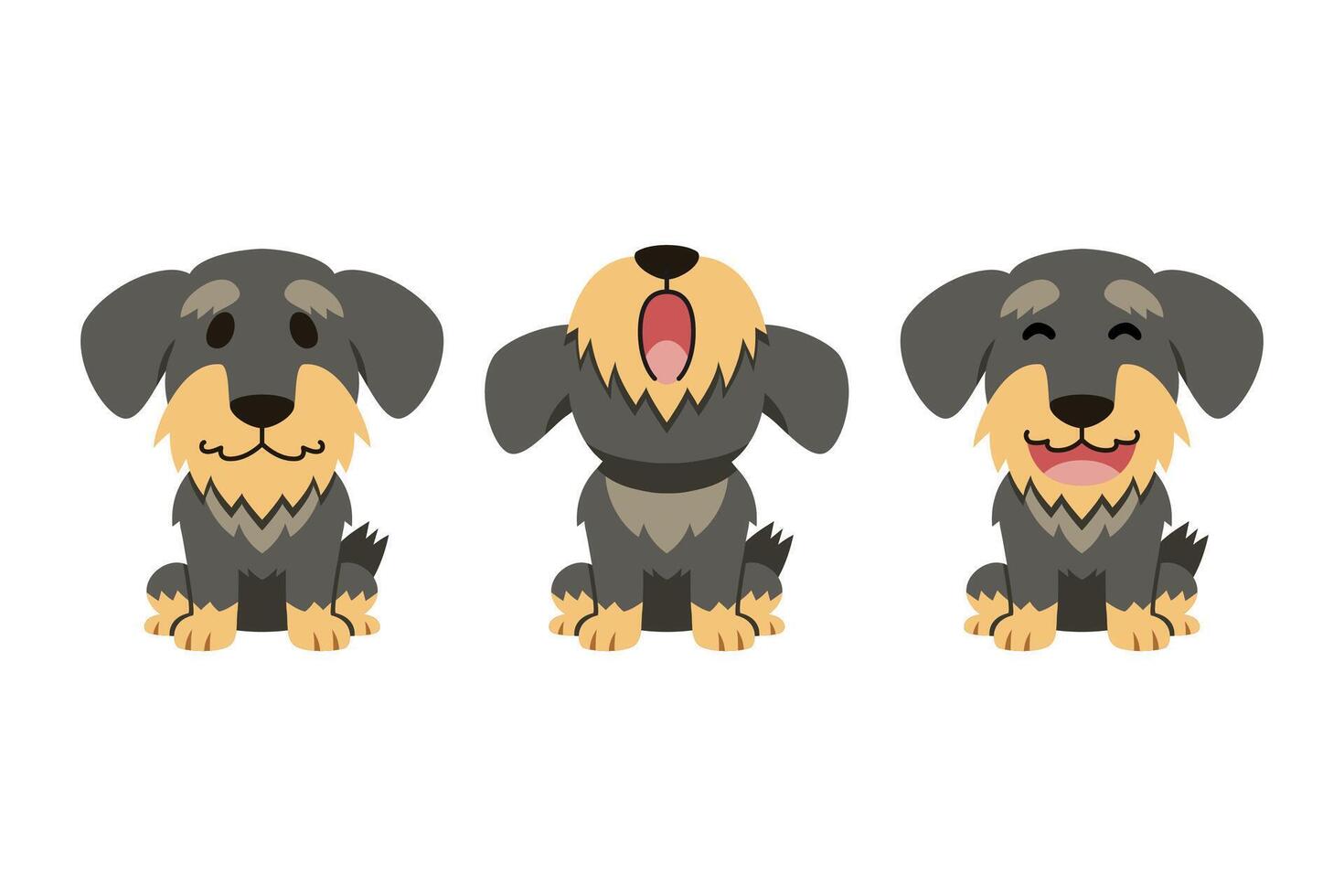 Set of cartoon character cute dog vector