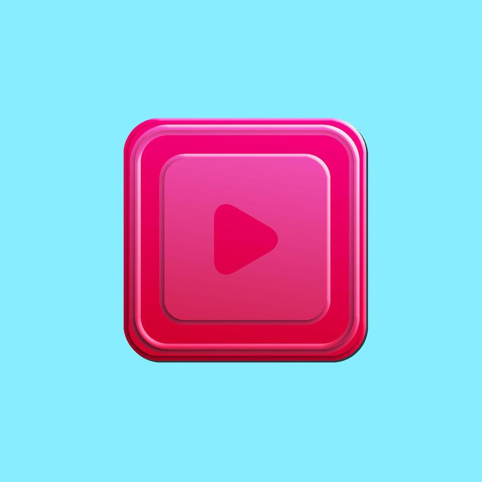 play icon pink color 3D illustration vector
