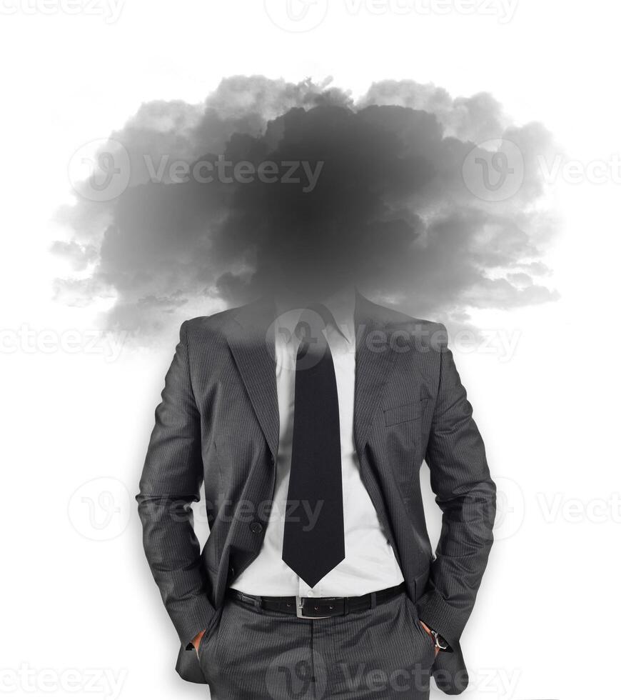 businessman with head in the clouds photo