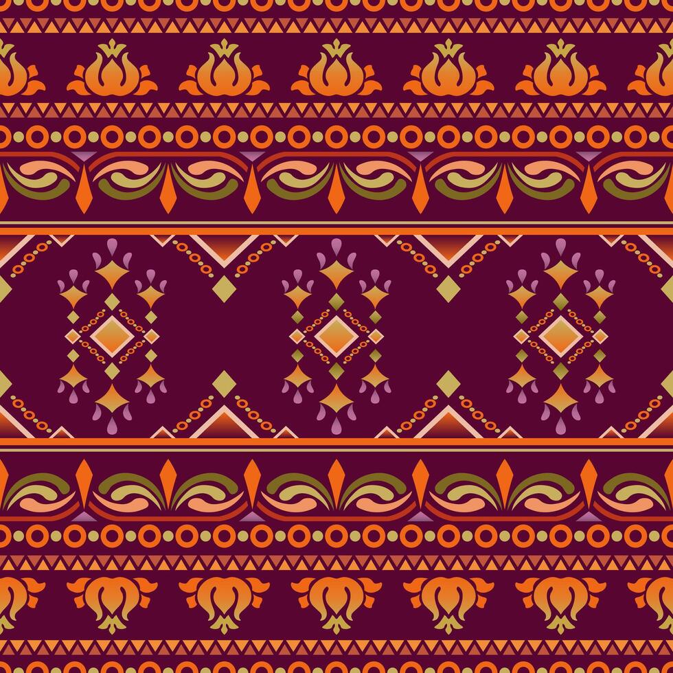 Seamless colorful abstract tribal textile patterns design in vintage style vector