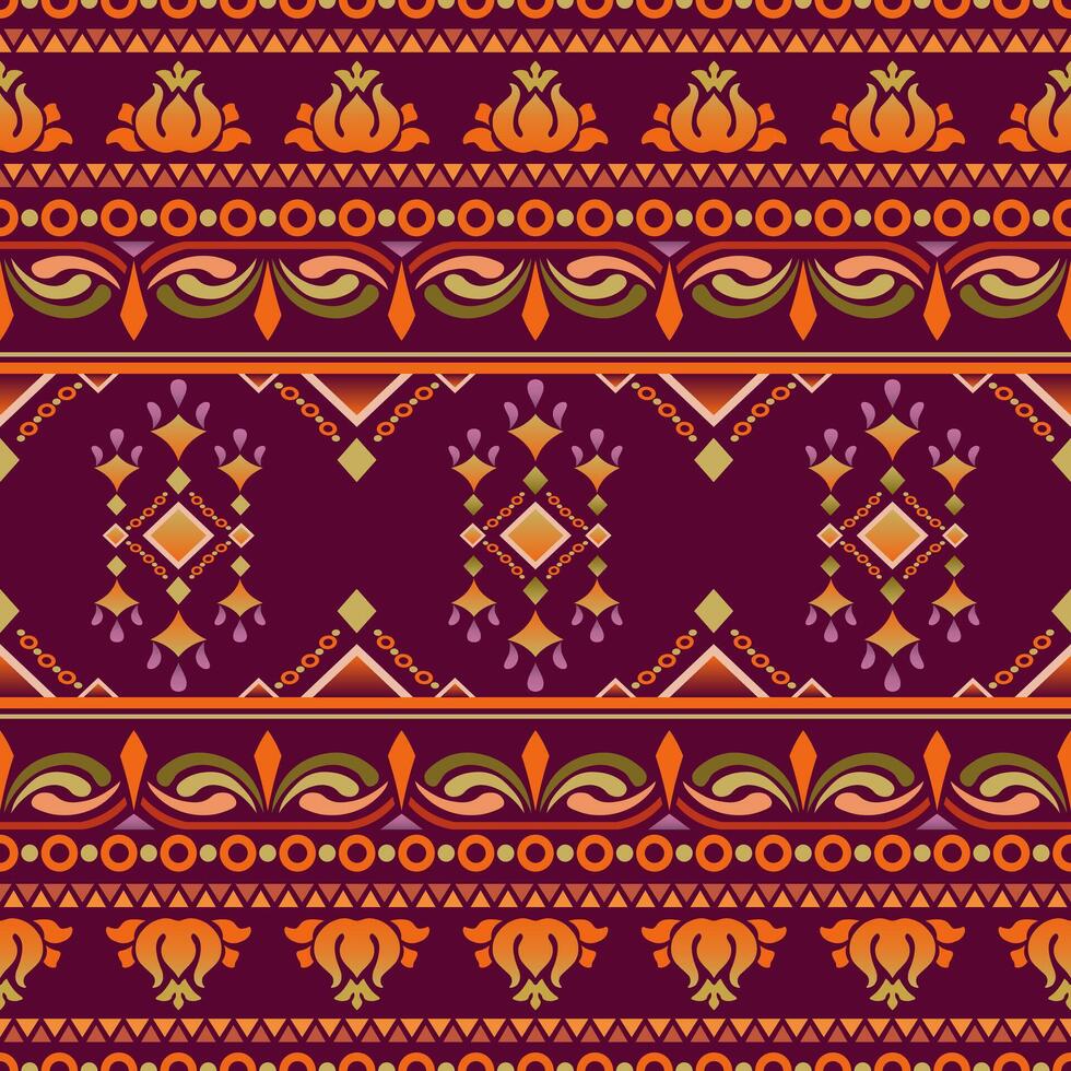 Seamless colorful abstract tribal textile patterns design in vintage style vector