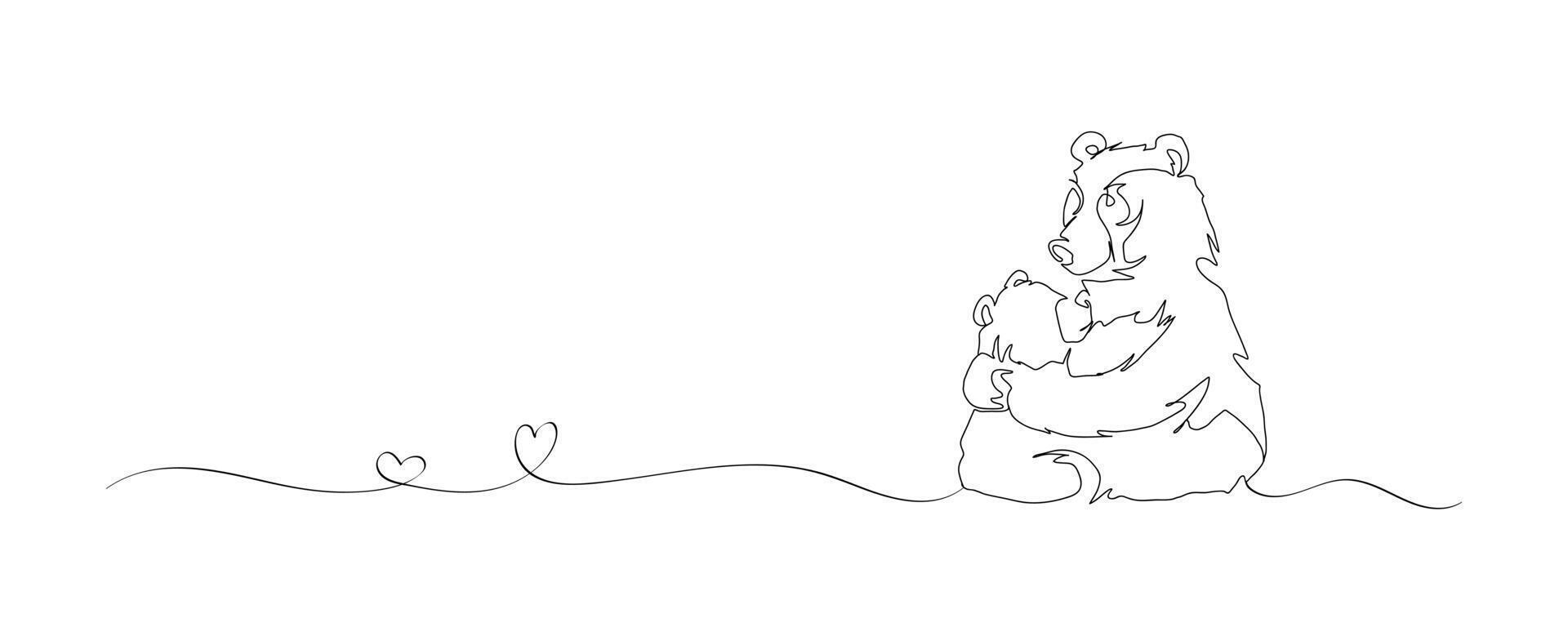 Continuous single drawn, one line dad and child, parent love kid, line art illustration for fathers day decoration vector