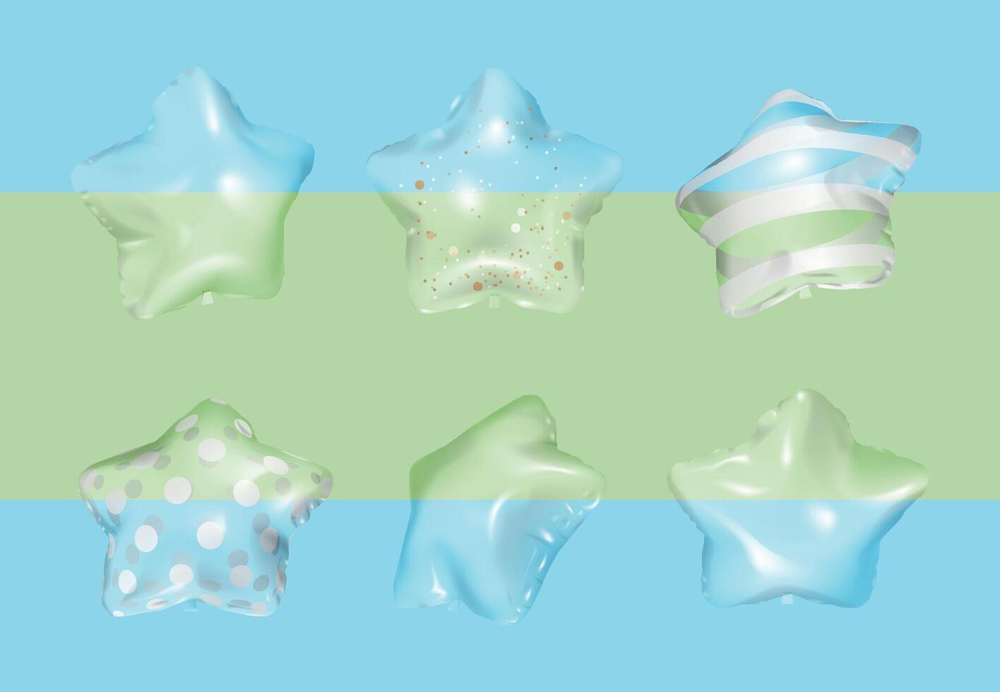 A set of transparent star balloons vector