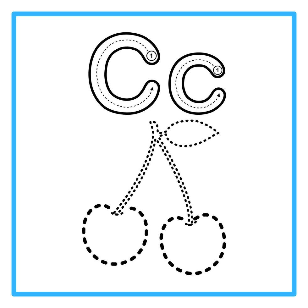 tracing alphabet Cc trace cherry illustration vector