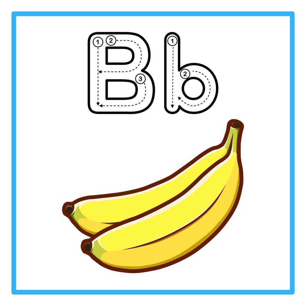 Tracing alphabet with fresh banana illustration vector