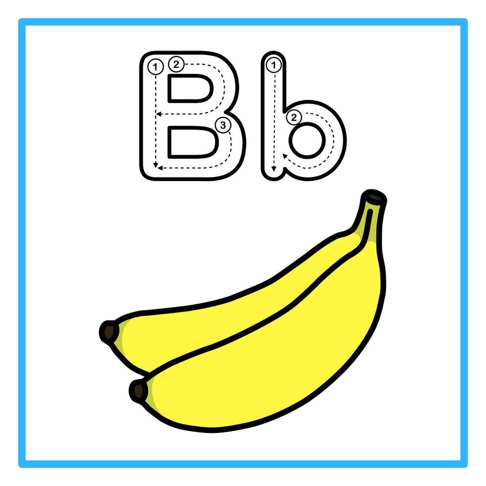 flat banana tracing alphabet illustration vector