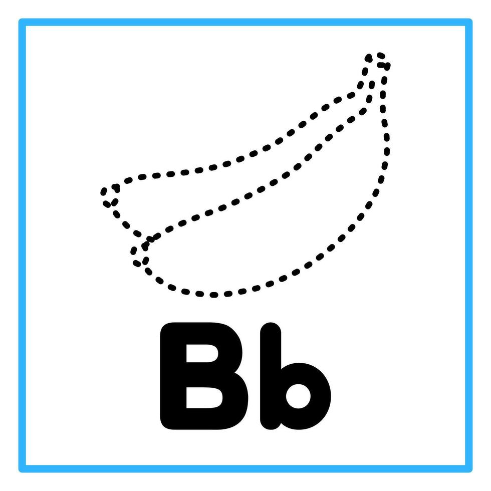 tracing banana alphabet Bb illustration vector