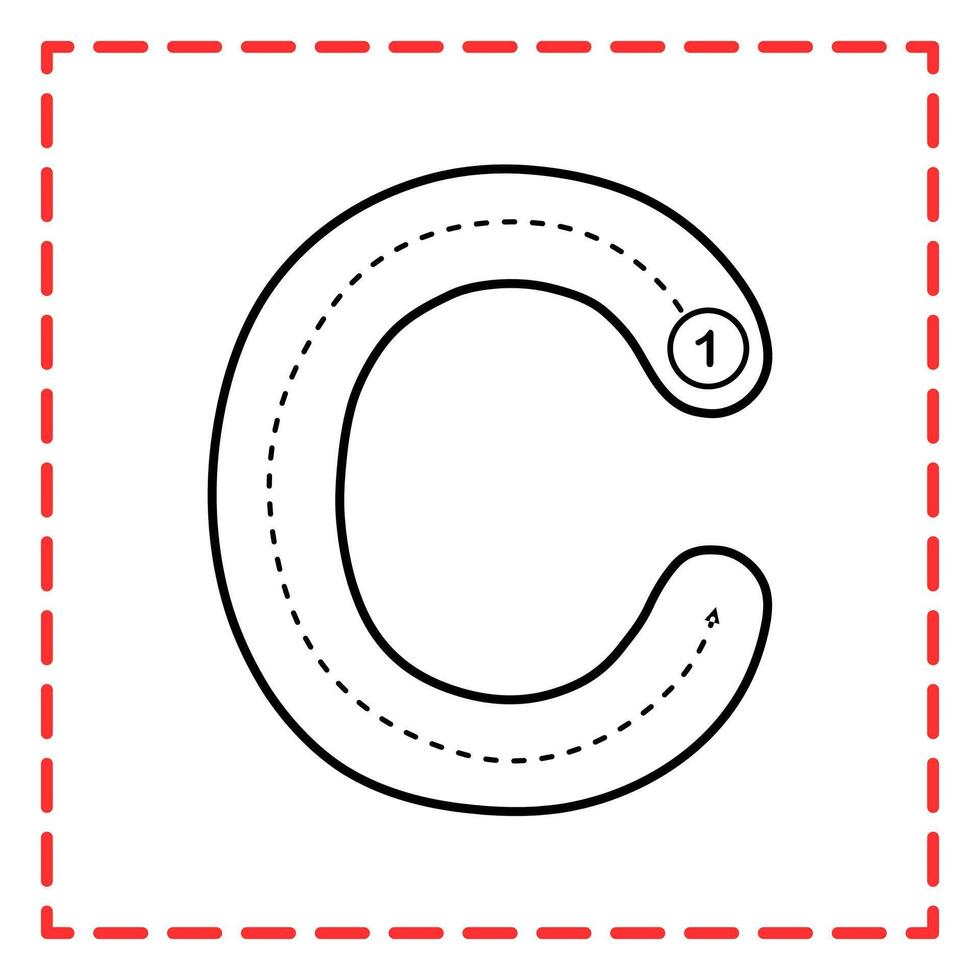 alphabet tracing c illustration vector