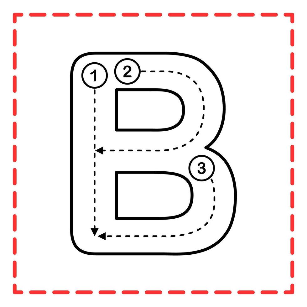 alphabet tracing B illustration vector