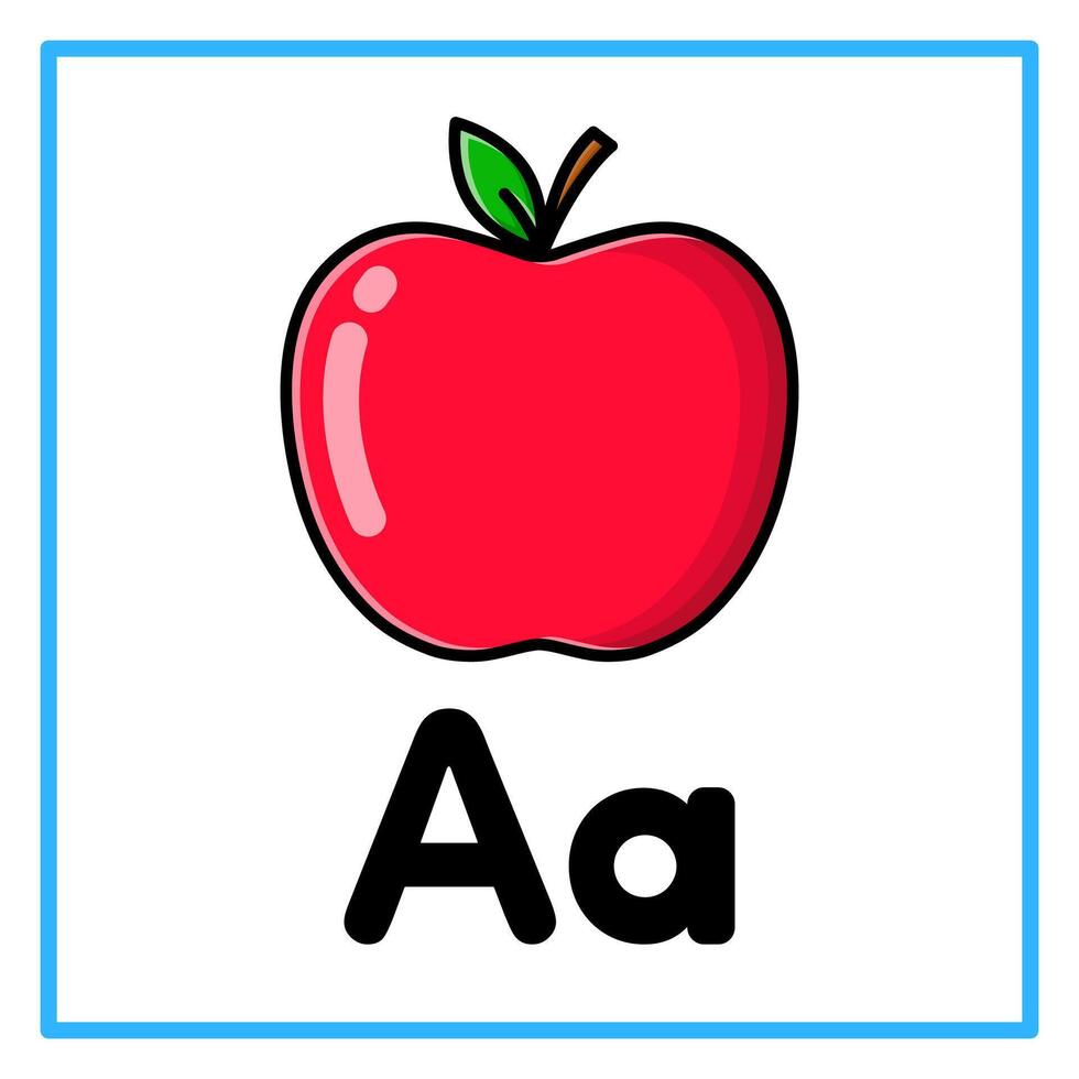red apple alphabet Aa Illustration vector