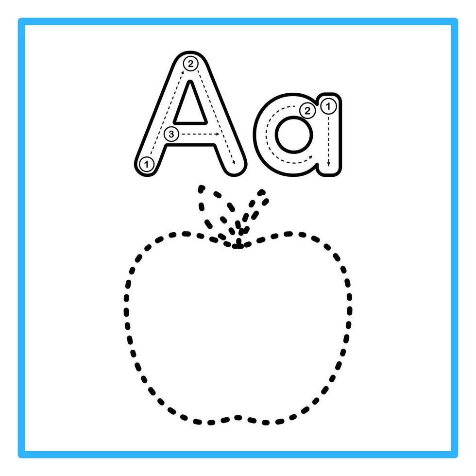 tracing alphabet Aa trace apple illustration vector