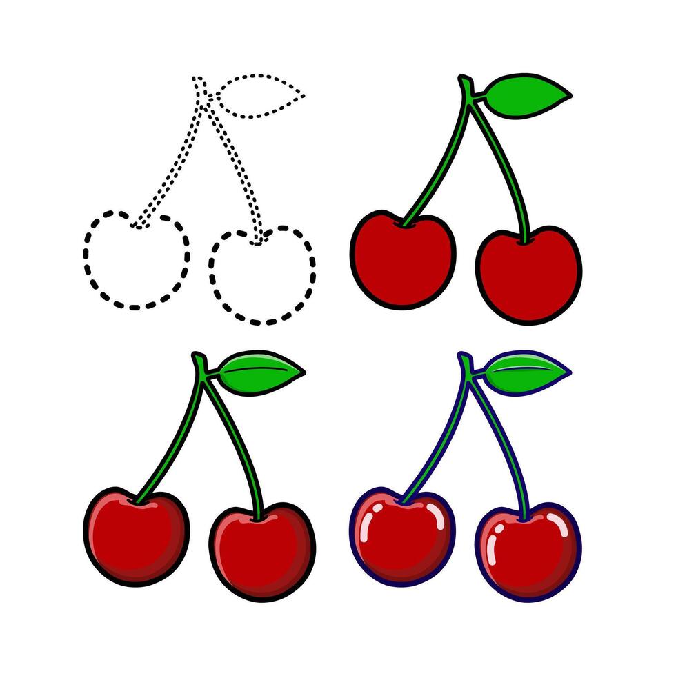 fresh cherry set illustration vector