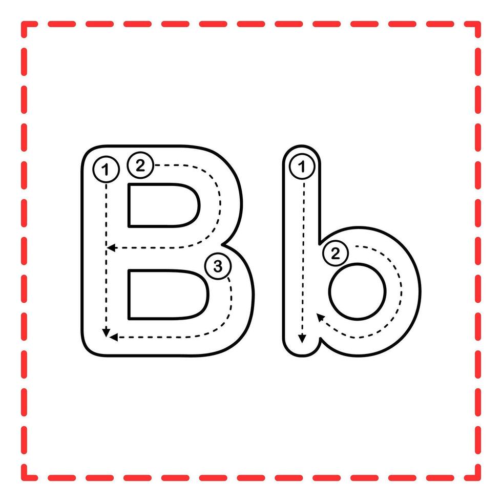 alphabet tracing B and b illustration vector