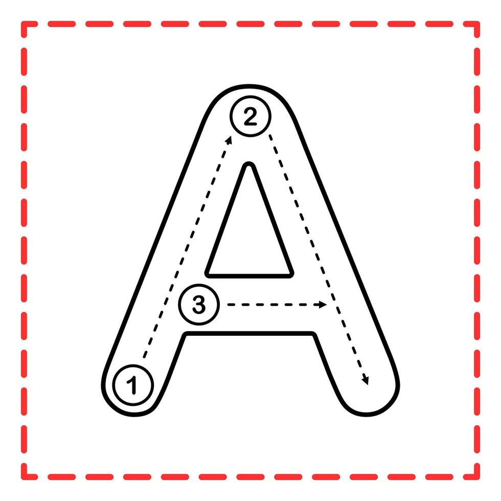 alphabet tracing A illustration vector