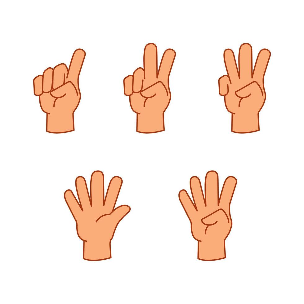 hand sign color set illustration vector