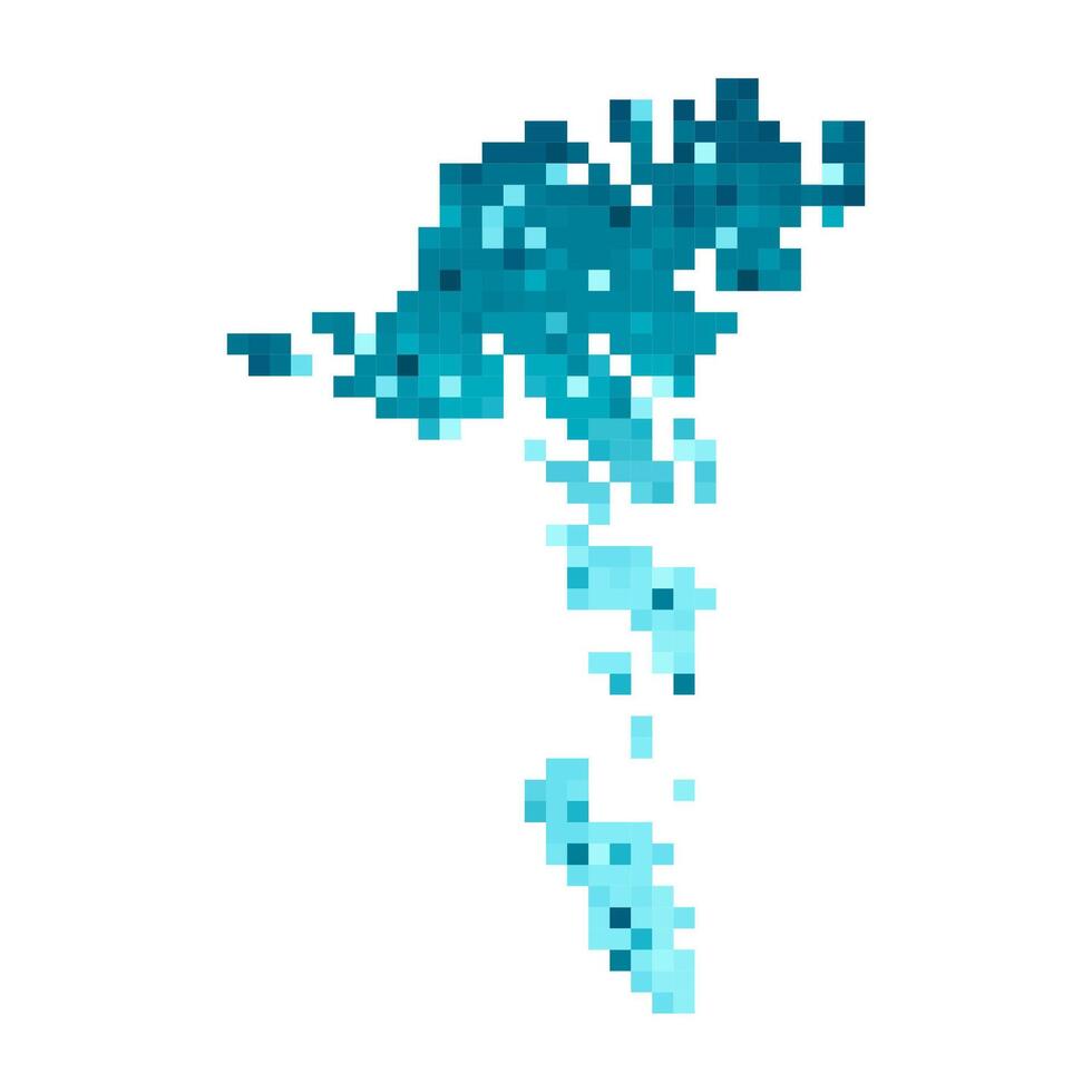 aislado geométrico ilustración con sencillo glacial azul forma de Feroe islas mapa. píxel Arte estilo para nft modelo. punteado logo con degradado textura para diseño en blanco antecedentes vector