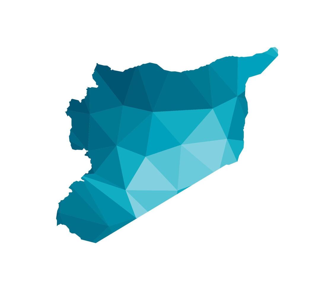 isolated illustration icon with simplified blue silhouette of Syria, Syrian Arab Republic map. Polygonal geometric style, triangular shapes. White background vector