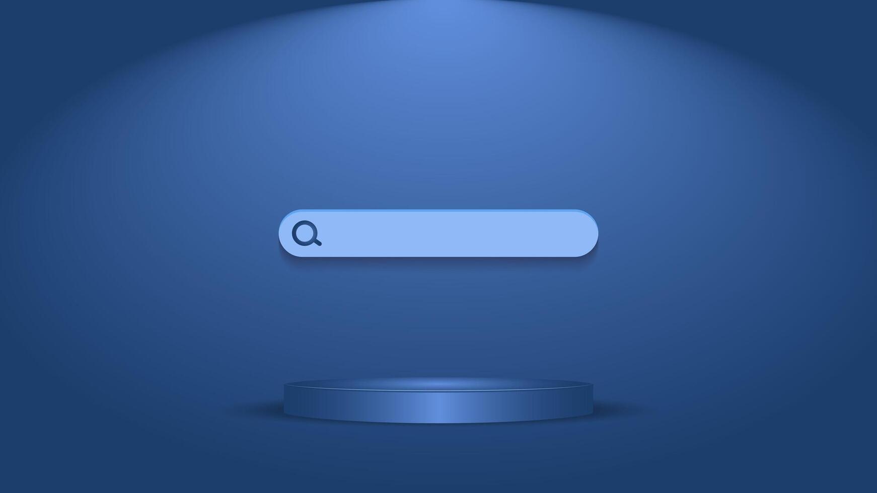 blue color empty podium with search bar space vector