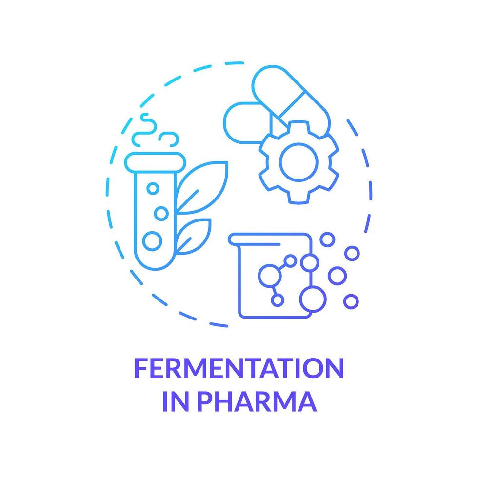 Fermentation in pharma blue gradient concept icon. Pharmaceutical industry, antibiotics production. Round shape line illustration. Abstract idea. Graphic design. Easy to use in article, blog post vector
