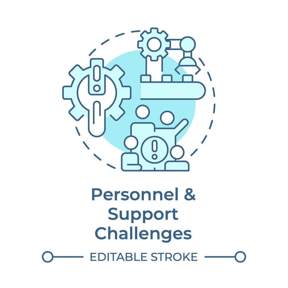 Personnel and support challenges soft blue concept icon. System infrastructure, compliance technology. Round shape line illustration. Abstract idea. Graphic design. Easy to use in infographic vector