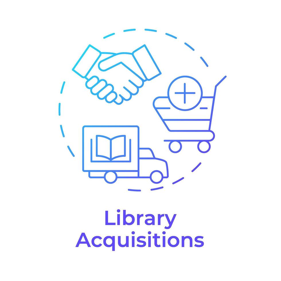 Library acquisitions blue gradient concept icon. Collection development, transportation. Round shape line illustration. Abstract idea. Graphic design. Easy to use in infographic, blog post vector