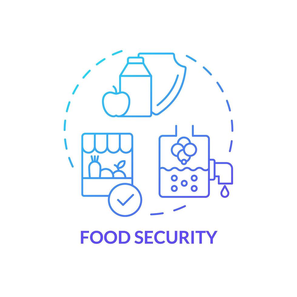 Food security blue gradient concept icon. Industry standards. Lactose free, dairy products. Round shape line illustration. Abstract idea. Graphic design. Easy to use in article, blog post vector
