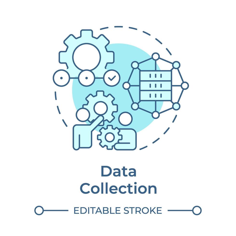 Data collection soft blue concept icon. Factory automation, industrial operations. Performance analysis. Round shape line illustration. Abstract idea. Graphic design. Easy to use in infographic vector