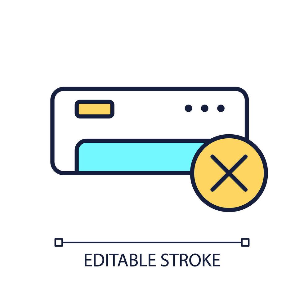 AC unit error RGB color icon. Non operational appliance. Broken AC unit. HVAC issue. Repair needed. System failure. Isolated illustration. Simple filled line drawing. Editable stroke vector