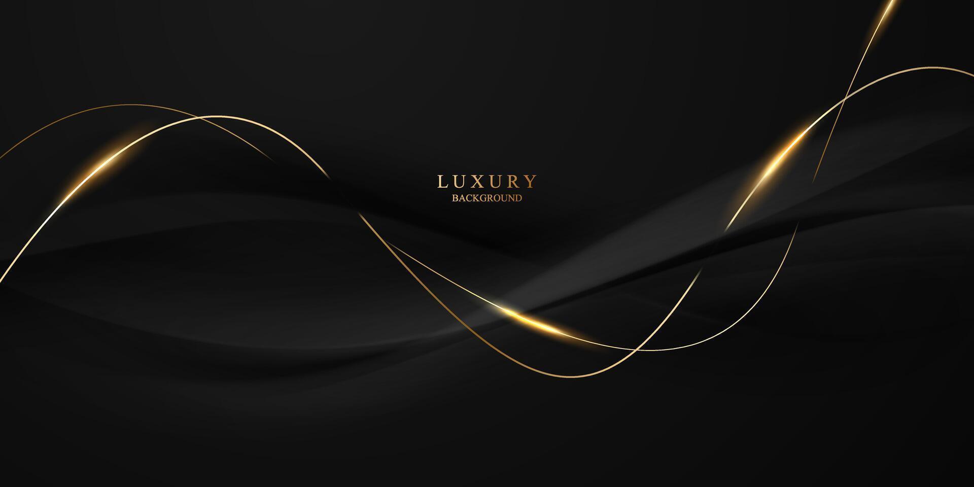 Abstract modern design black background with luxury golden elements illustration. vector