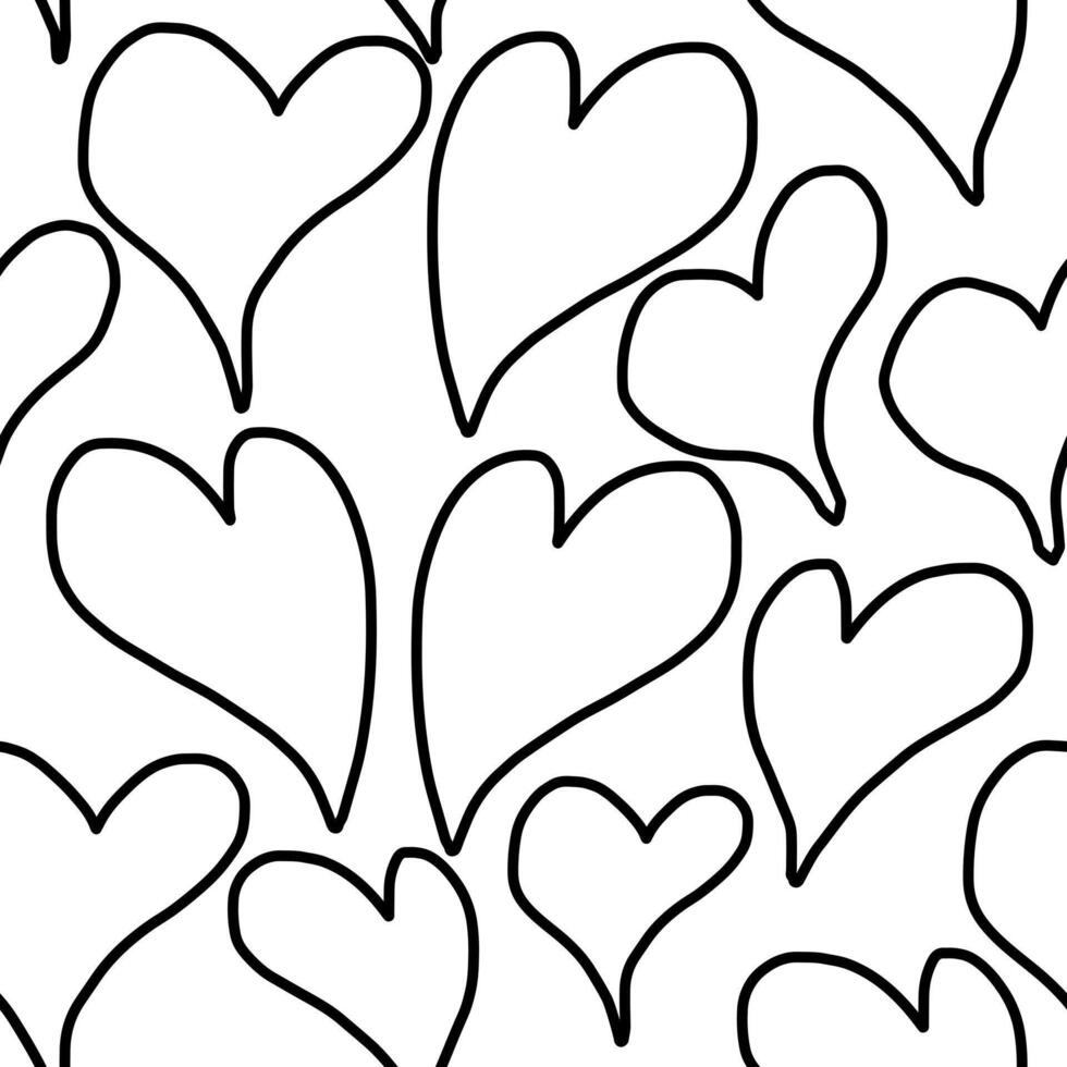 Outline Heart Seamless Pattern Design vector