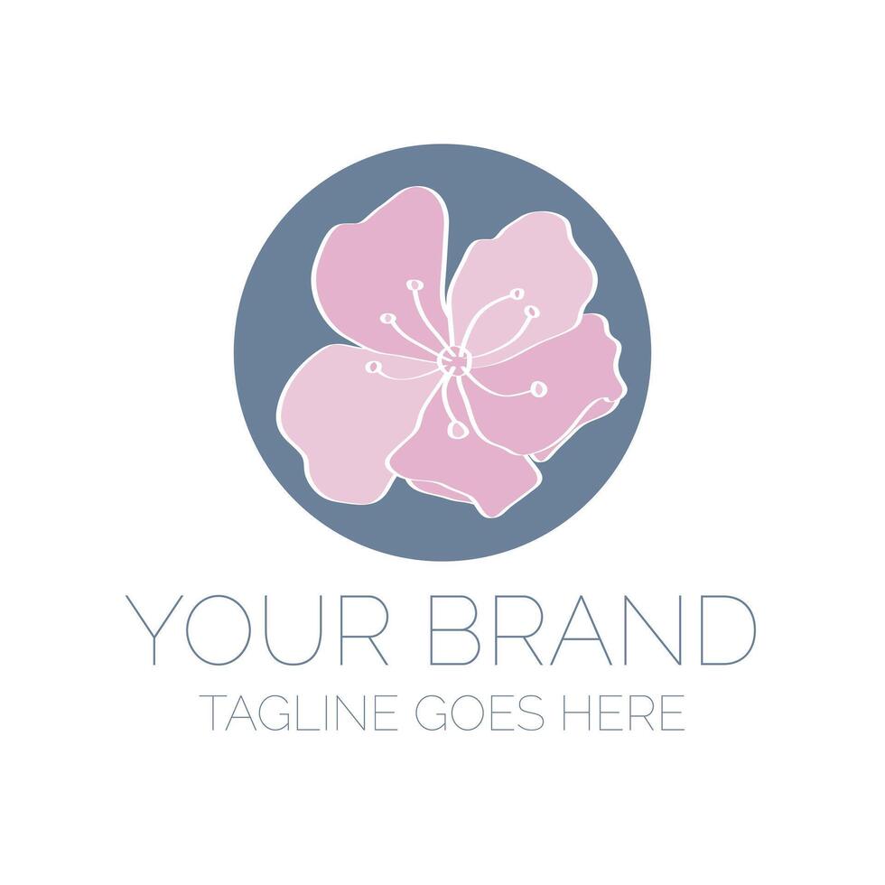 Elegant Pink and Blue Floral or Flower Logo Design vector