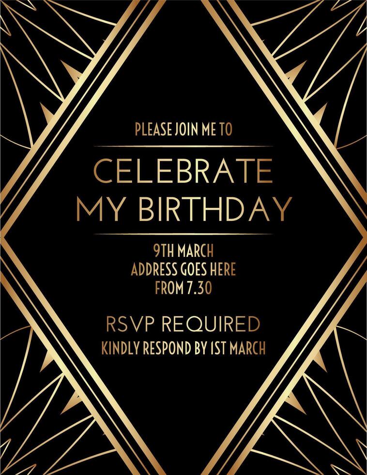 Birthday Invitation Design in Great Gatsby Style vector